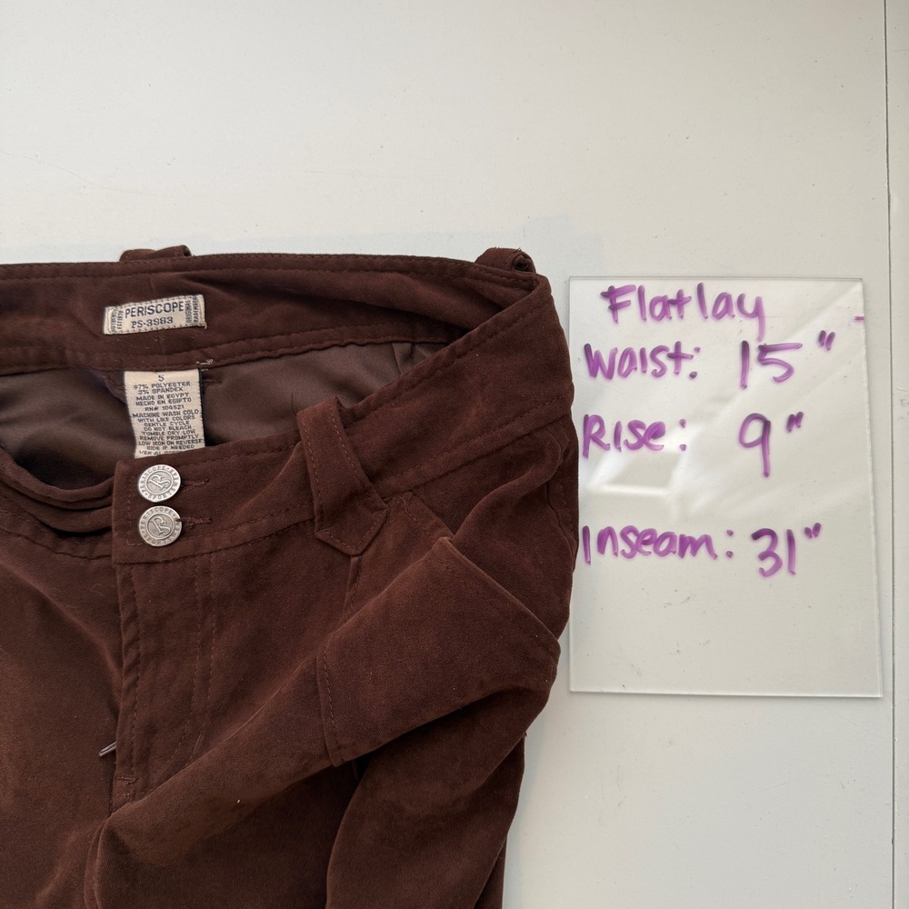 Womens Y2K Brown Velvet Flare Pants junior 5 Velour Bootcut Forest fairy - Picture 10 of 10